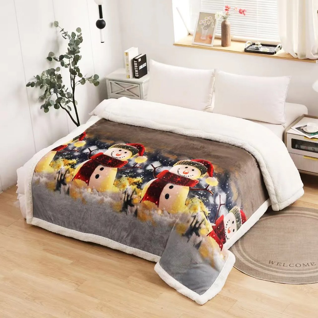 Patura pufoasa cu blanita, Craciun, 2 fete, 200x230 cm, 2 kg, PC24