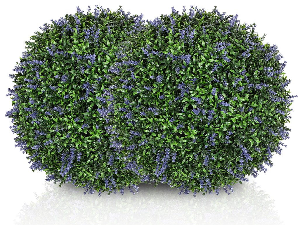 HOMCOM Set de 2 Plante Artificiale Sferice cu Flori de Lavandă, Ø42 cm, Violet | Aosom Romania