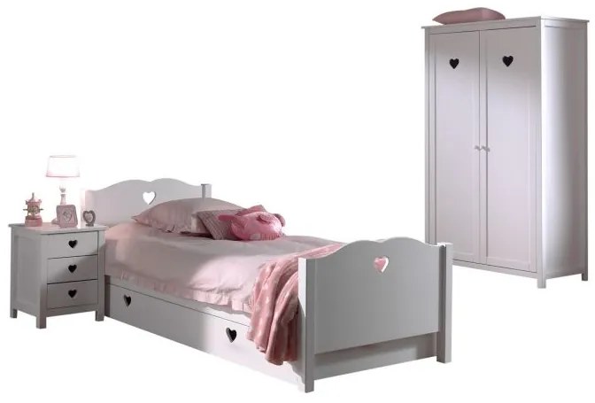 Set Mobilier Copii AMORI, 3 Piese, Alb, Stil Romantic – Vipack