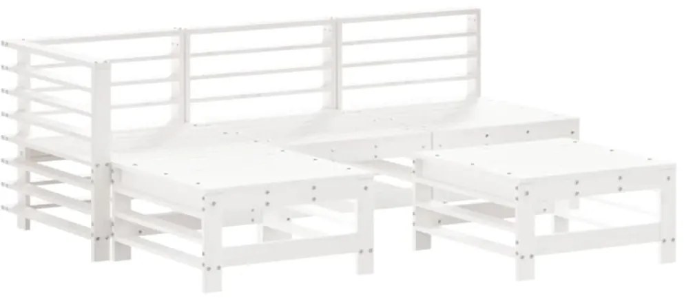 3186551 vidaXL Set mobilier relaxare de grădină 5 piese alb lemn masiv de pin