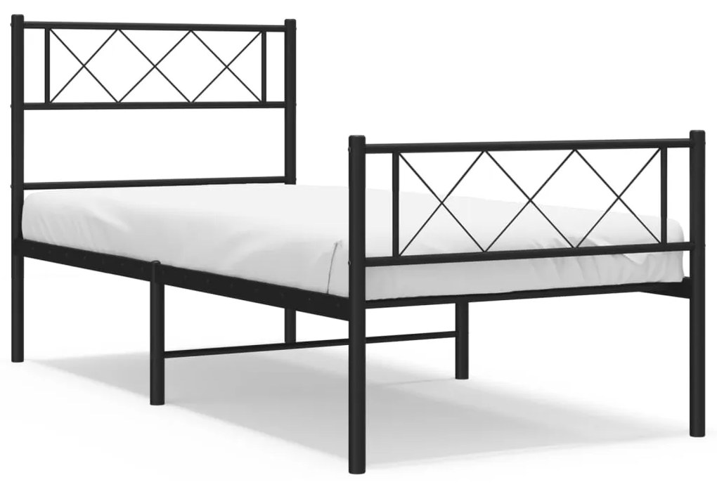 372289 vidaXL Cadru pat metalic cu tăblii de cap/picioare, negru, 100x190 cm