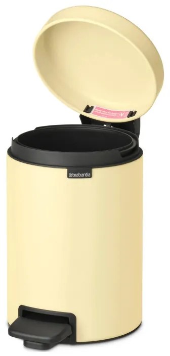 Cos de gunoi cu pedala Brabantia NewIcon 1008836, 3 L, Inchidere lina, Baza antiderapanta, Galben