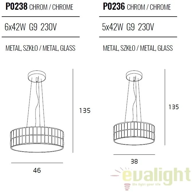 Lustra suspendata design elegant 46cm DIAMANTE II P0238 MX