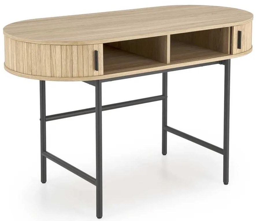 Birou Sebby, lemn natural / negru