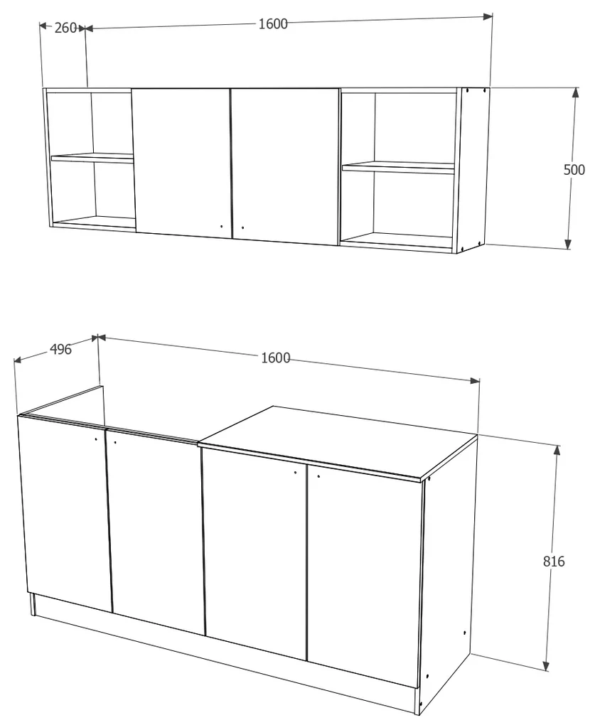 Set Bucatarie haaus Sena, Stejar Bronz/Alb, L 160 cm | BIANO