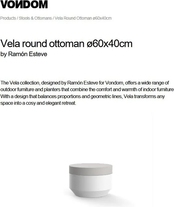 Taburete de exterior / interior design modern premium VELA OTTOMAN 60cm