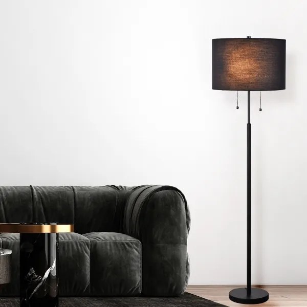 Lampă de podea FOGO 2xE27/15W/230V negru