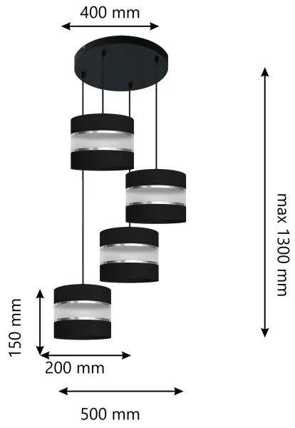 Lustră pe cablu HELEN 4xE27/15W/230V neagră