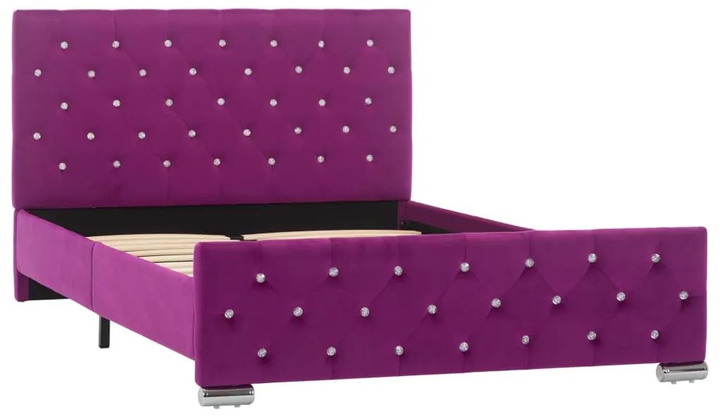 Cadru de pat, violet, 120 x 200 cm, material textil Violet, 120 x 200 cm
