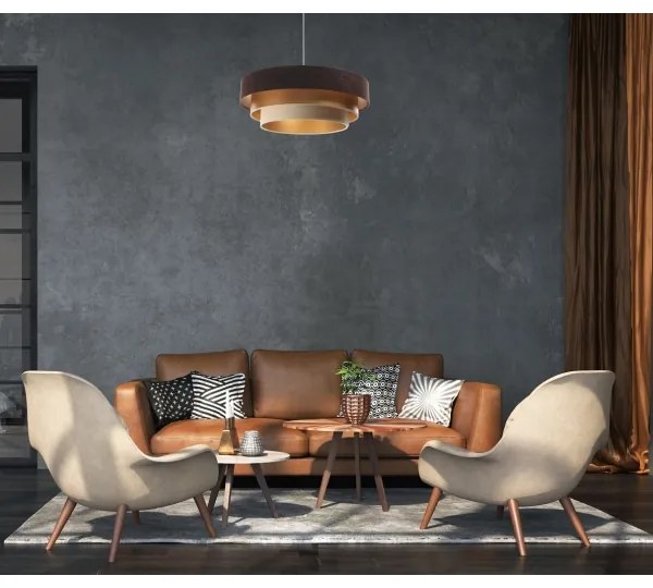 Lustr TRINITI 1xE27/60W/230V pe cablu, maro/auriu/bej