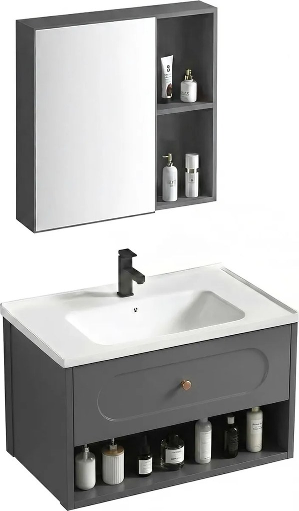 Set mobilier de baie cu lavoar River 60cm Grey