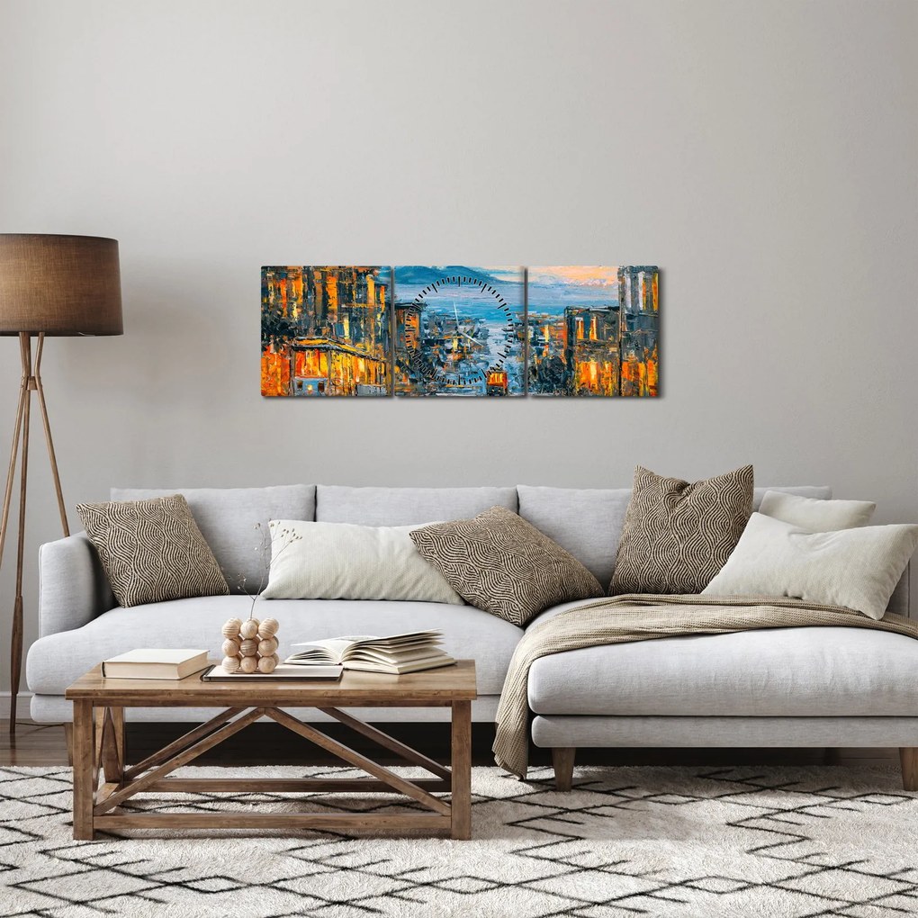 Tablou - Telecabină, San Francisco (cu ceas) (90x30 cm)