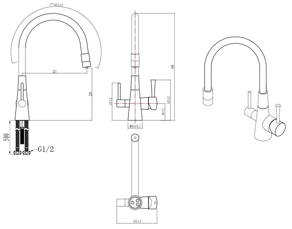 Baterie bucatarie Lemark Comfort, pentru filtru de apa, alb - LM3075W-EU