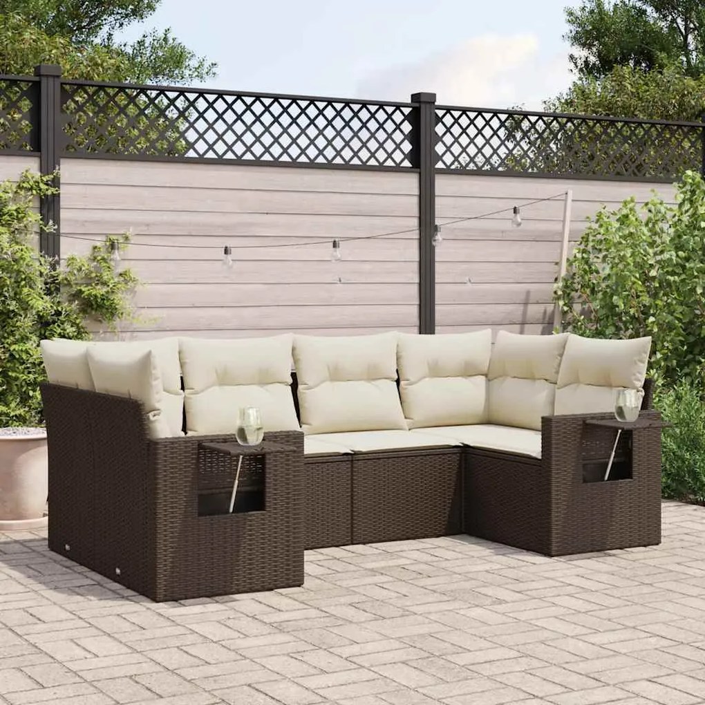 vidaXL Set canapele de grădină cu perne, 6 piese, maro, poliratan