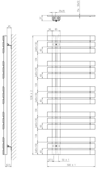 Sapho - Radiator pentru baie SILVANA, 561 W, 50 x 124 cm, bej