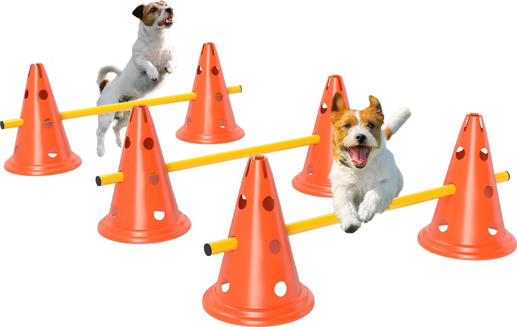 PawHut Set Agility pentru câini 3 piese echipament pentru antrenament set de obstacole cu 6 conuri 3 obstacole geantă | Aosom Romania