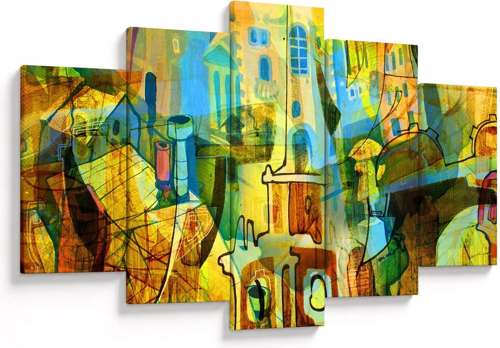 Tablou - Arhitectură, abstractizare cubistă (150x105 cm)