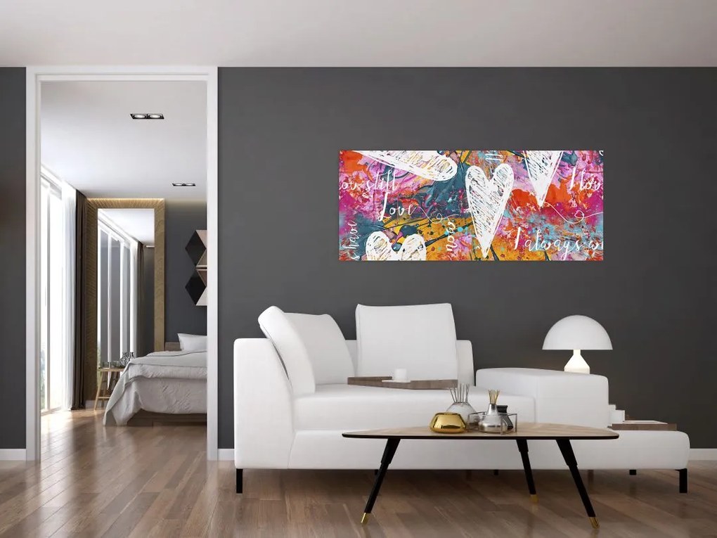 Tablou - Inima pe un fundal abstract (120x50 cm)