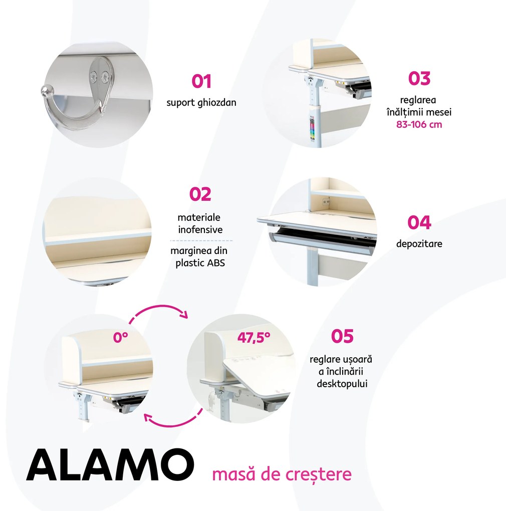 Birou de creştere, albastru/ alb, ALAMO