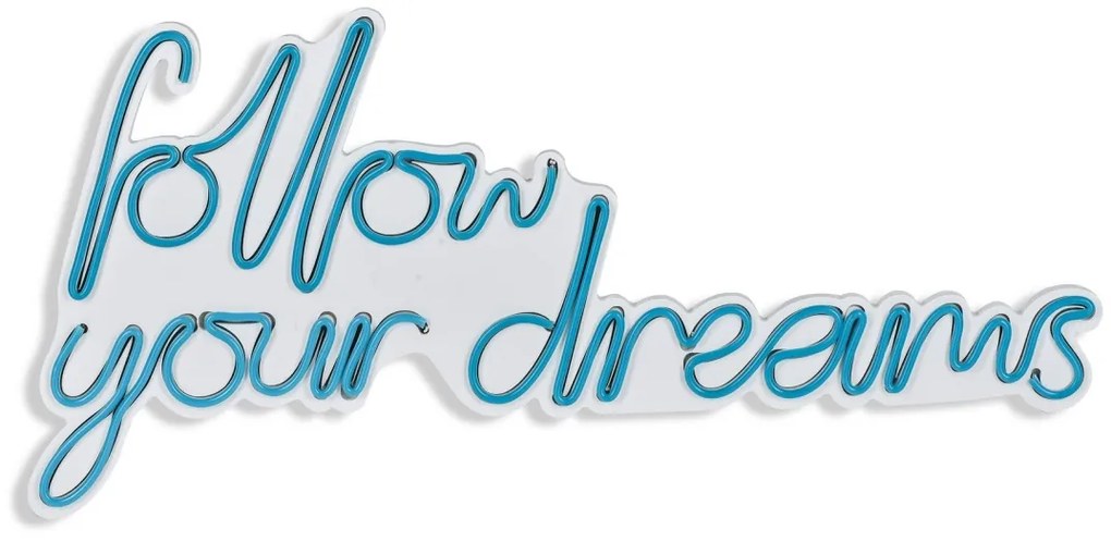 Decoratiune luminoasa LED de perete Follow Your Dreams Albastru 60x32x2 cm