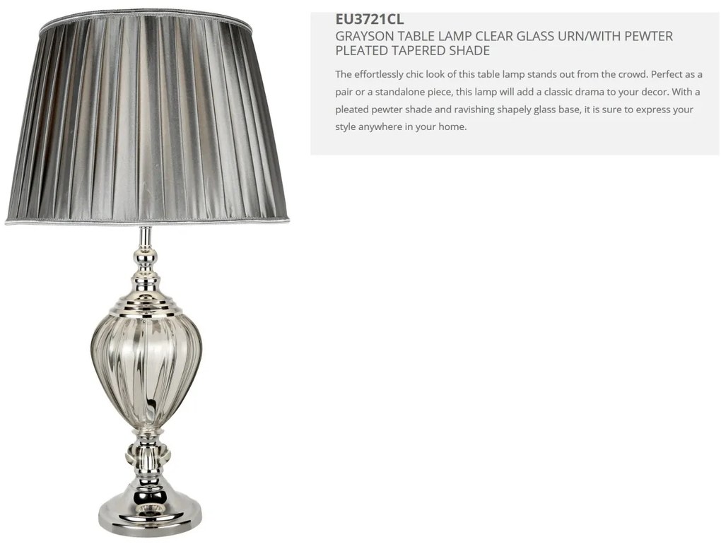 Veioza / Lampa de masa decorativa design elegant Grayson EU3721CL SRT