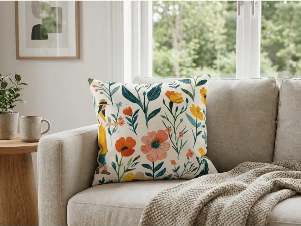 Fata de perna din policoton FLOVINA POLY 45x45 cm, colorat