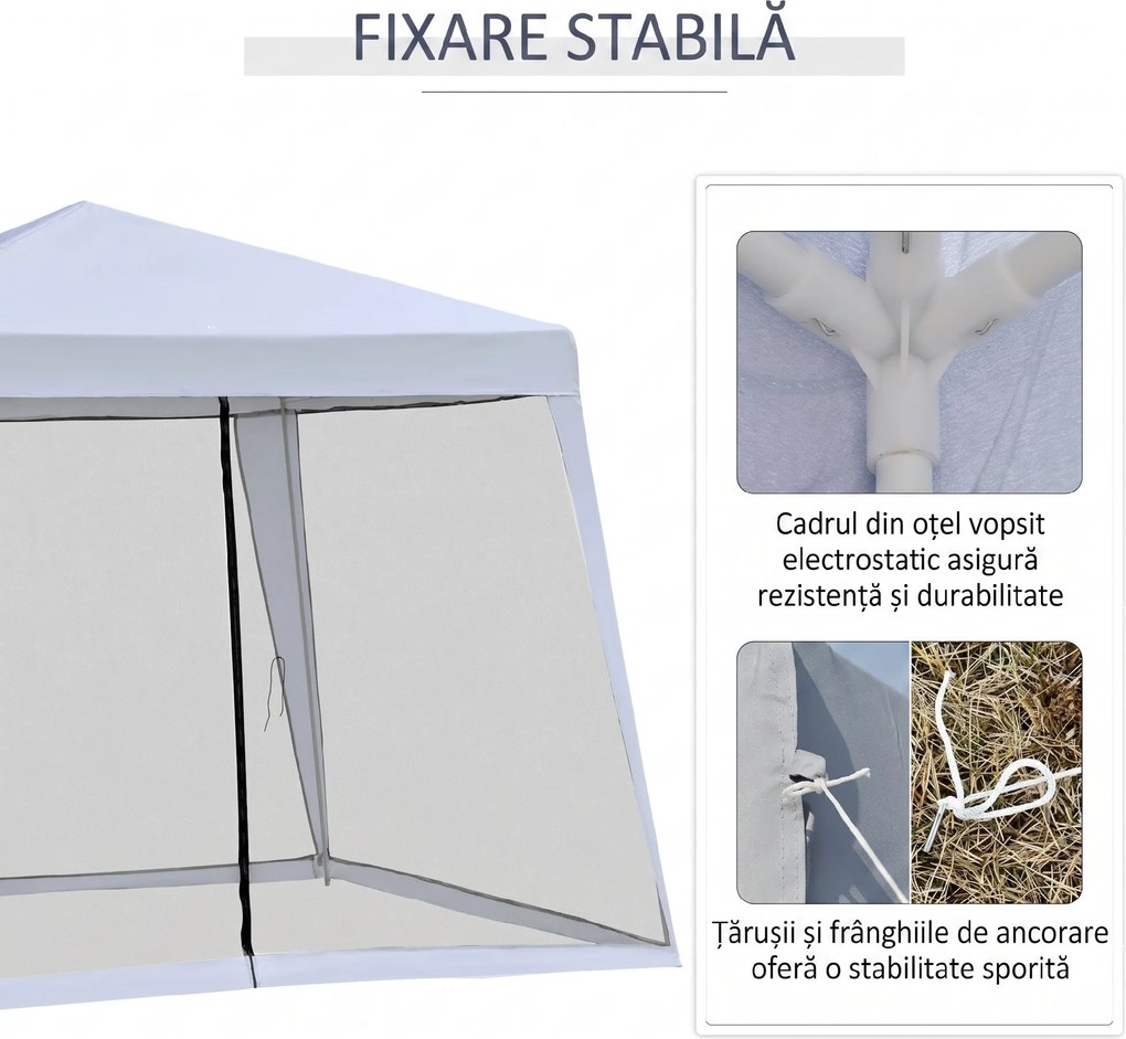 Outsunny Foisor de Gradina 3x3m cu Plasa de Tantari din Poliester si Metal | Aosom Romania
