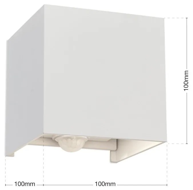Aplica LED ambientala de exterior cu senzor de miscare IP54 CUBE-S alba