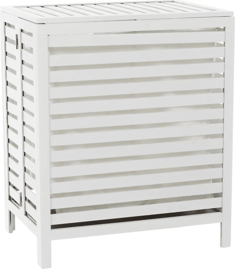Cos de rufe MENORK, alb, bambus/material textil, 50x35x60 cm