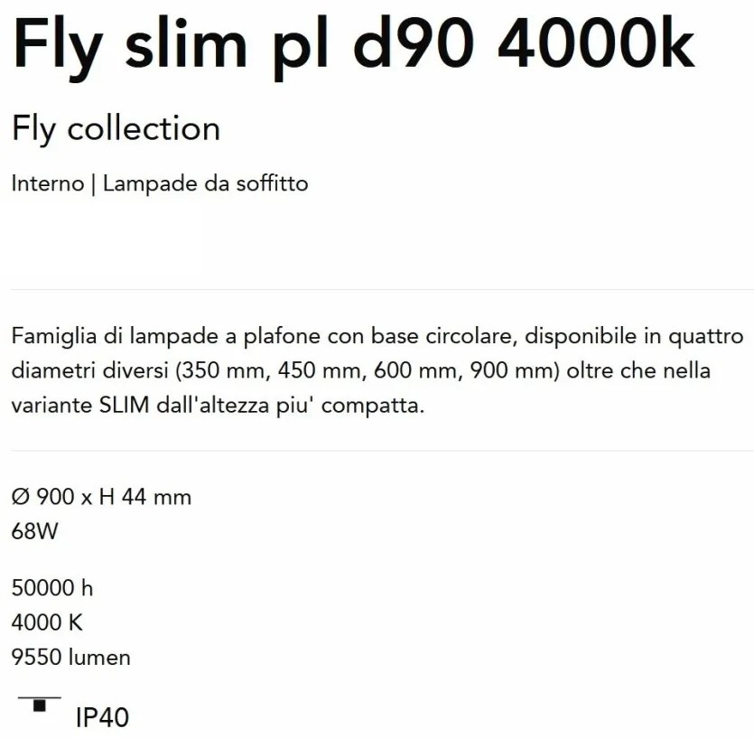 Plafoniera LED XXL moderna Fly slim pl d90 4000k alba
