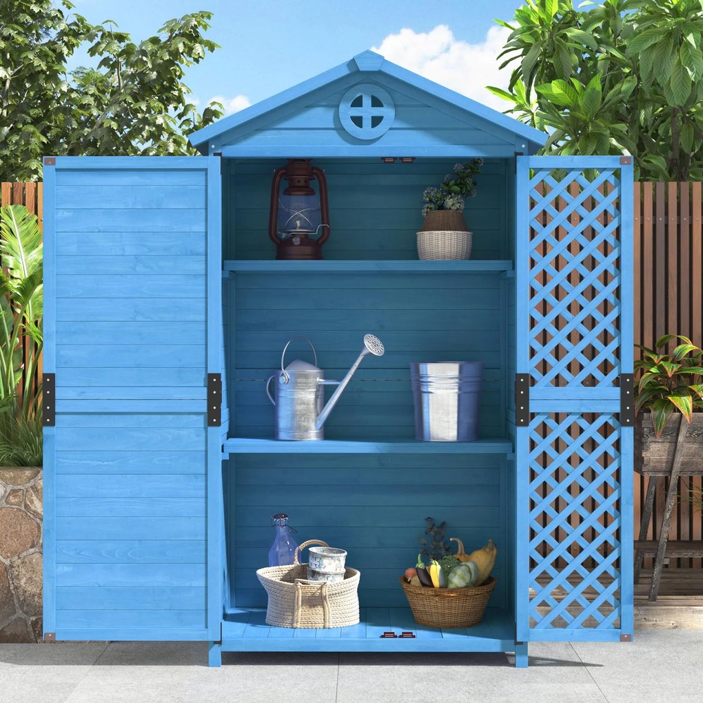Depozit de mobilier de grădină din lemn pentru exterior, magazie de unelte rezistentă la intemperii, cu mult spațiu de depozitare și construcție din lemn stabilă, 90x56,5x175,3 cm, Albastru