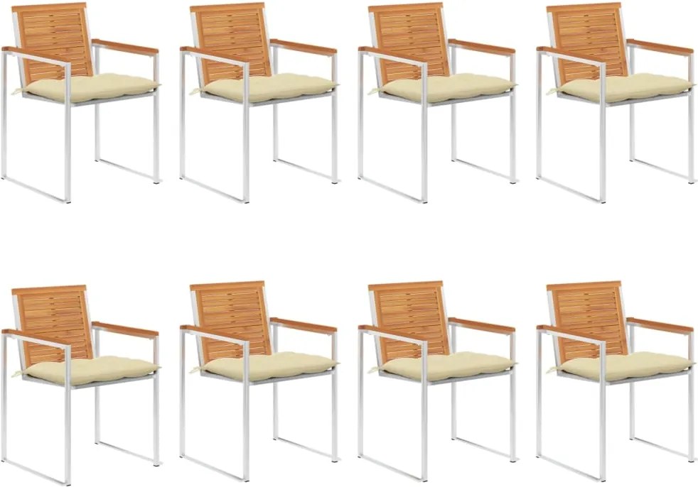 vidaXL Scaune de grădină cu perne, 8 buc., lemn masiv de acacia