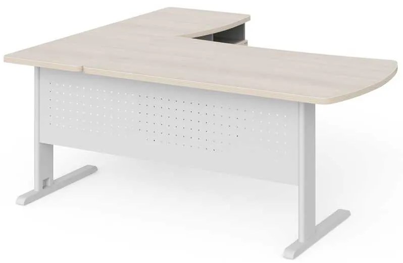 Statie de lucru de colt Manager 180 x 160 cm, dreapta, salcâm deschis / gri