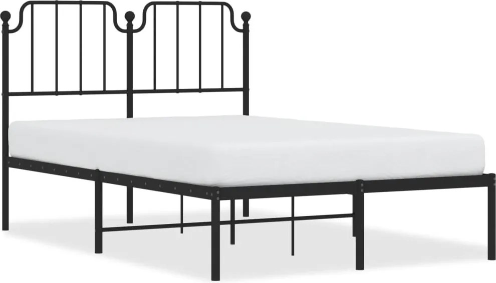 vidaXL Cadru de pat metalic cu tăblie, negru, 120x190 cm