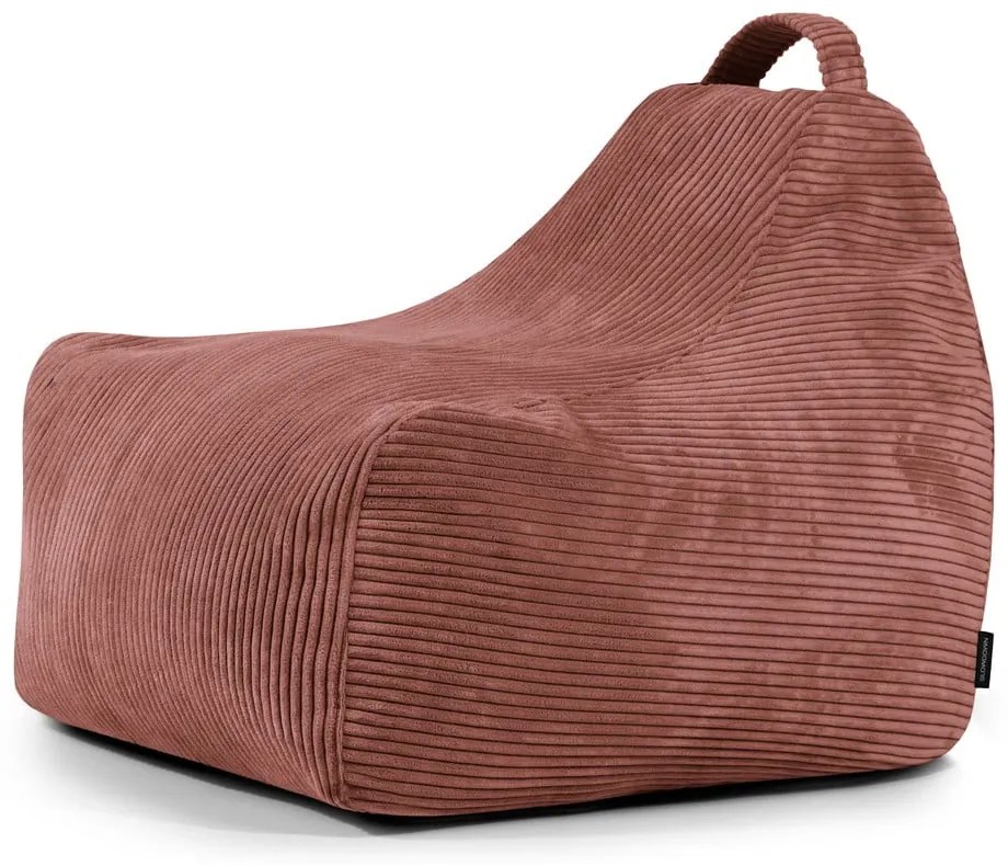 Fotoliu puf pentru copii cărămiziu cu tapițerie din catifea reiată Game Amuse – SLOWDOWN