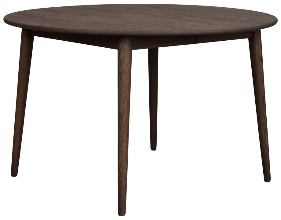 Masă de dining maro închis rotundă extensibilă din lemn masiv de stejar ø 120 cm Tyler – Rowico