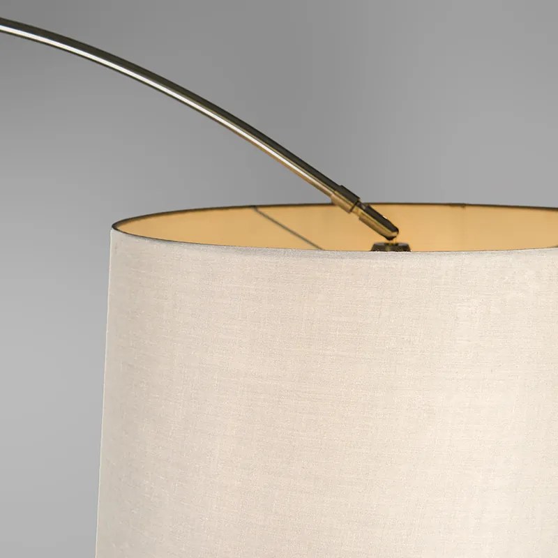 Lampă cu arc din oțel cu abajur din stofă albă 45 cm - XXL