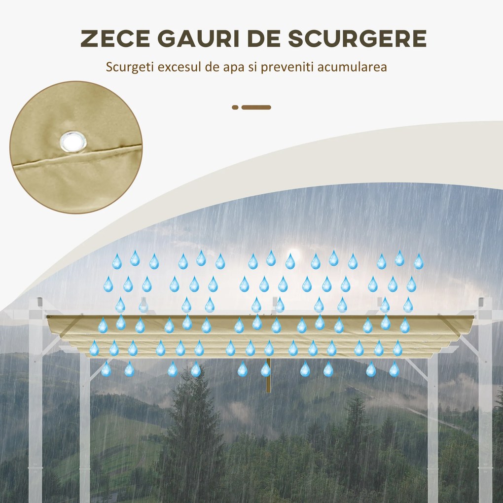 Outsunny Acoperiș de Schimb pentru Pergolă cu 10 Orificii de Drenaj,  Permeabil, 4x3 m, Bej | Aosom Romania