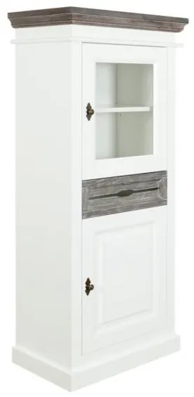 Vitrina Cu 2 Usi Si 1 Sertar Cabana Alb Si Antracite , 65.3 Cm