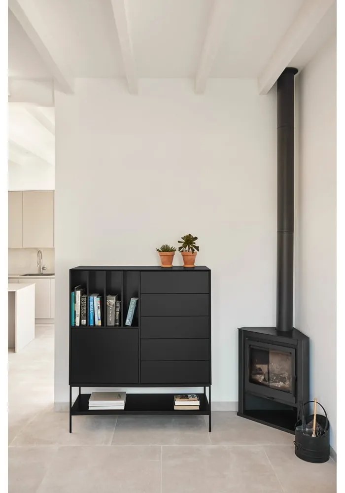 Dulap negru 120x140x45 cm Platt – Teulat