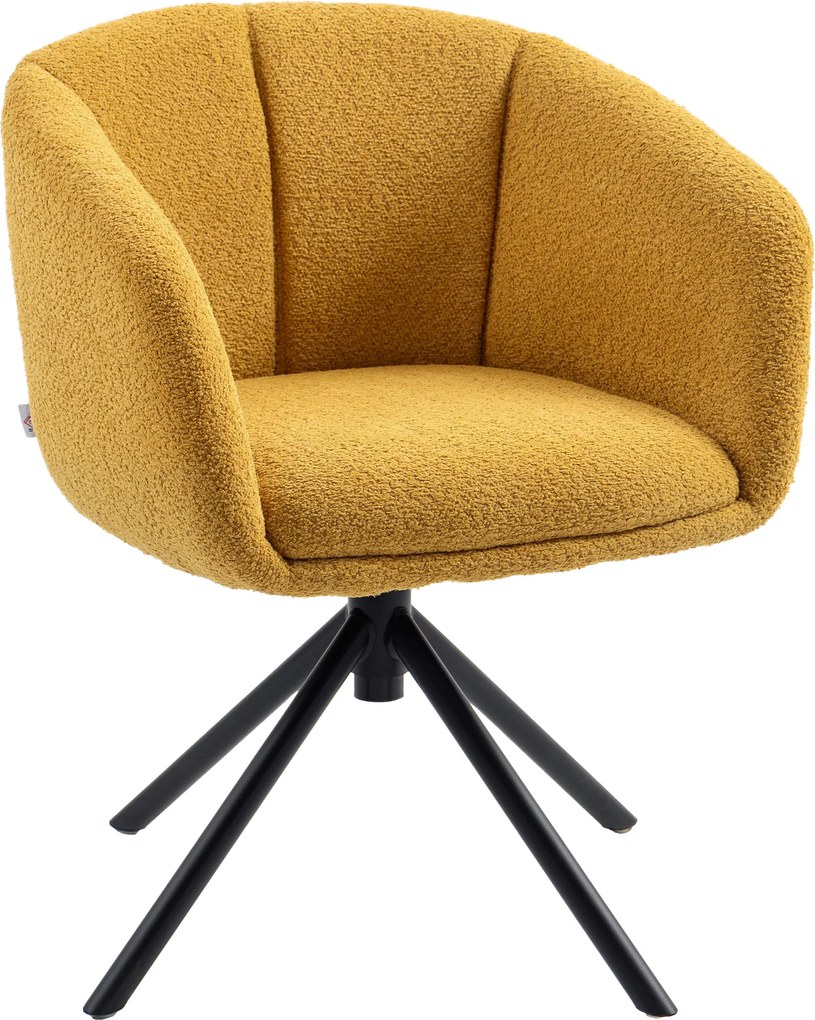 HOMCOM Fotoliu, scaun tapițat cu cupă de șezut confortabilă, rotativ, tapițerie moale, până la 120 kg, Galben | Aosom Romania