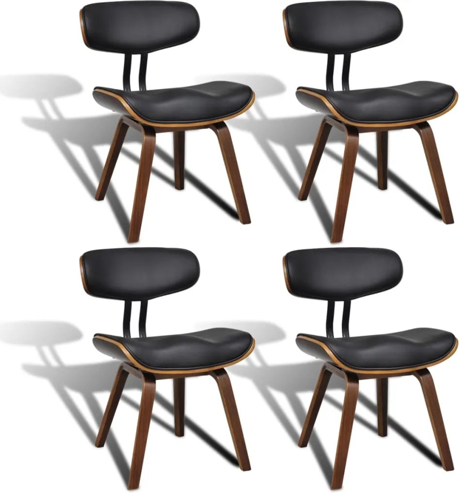 vidaXL Scaune de bucătărie, 4 buc, crem, lemn curbat & piele ecologică