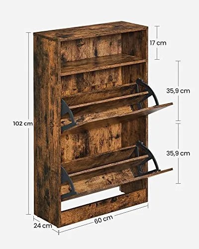 Dulap Pantofi cu 2 Sertare, PAL Melaminat, Maro Rustic, LBC040X01