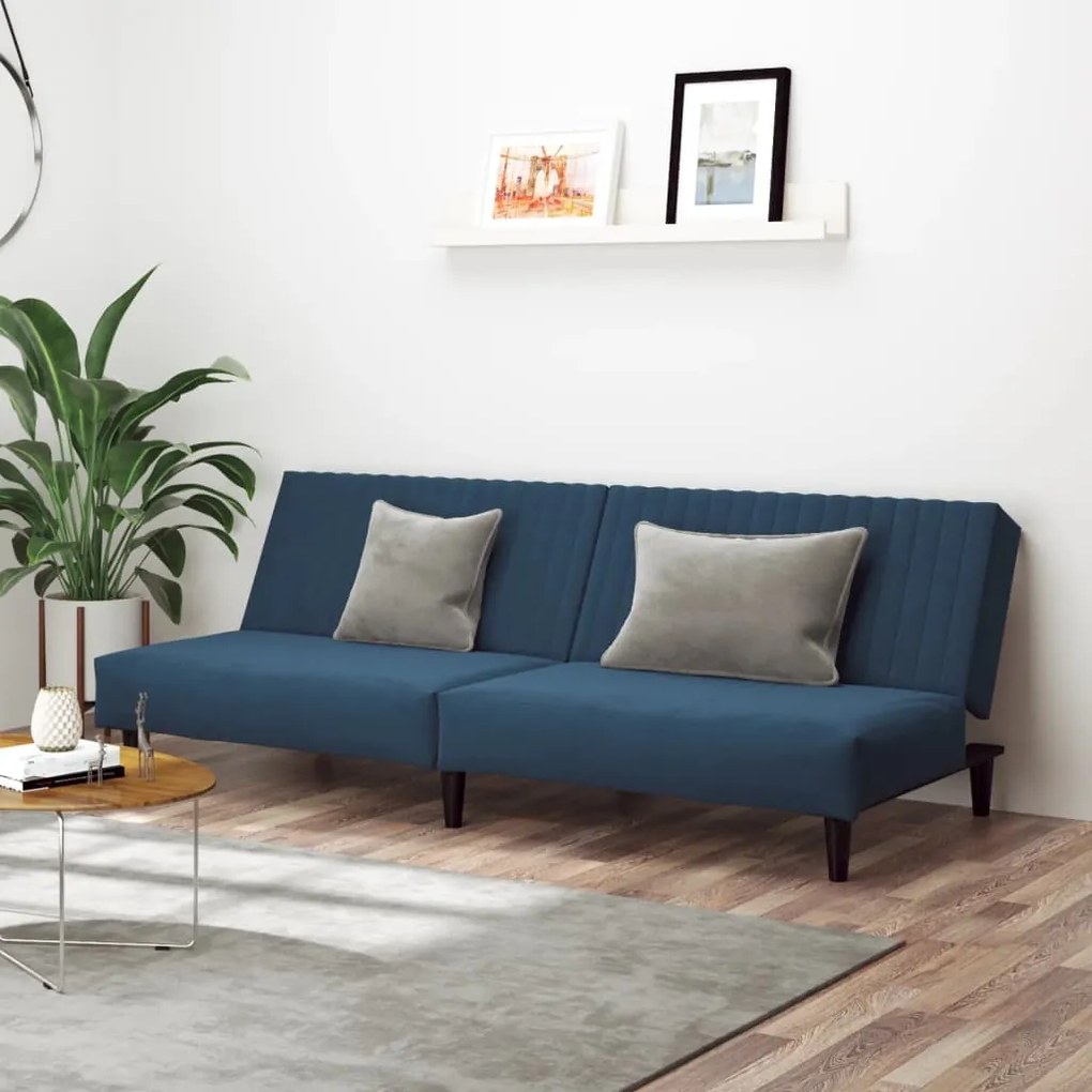 337638 vidaXL Canapea extensibilă cu 2 locuri, albastru, catifea