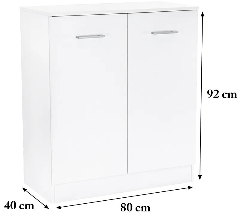 Comodă Miami cu 2 uși 80x92 cm alb-alb