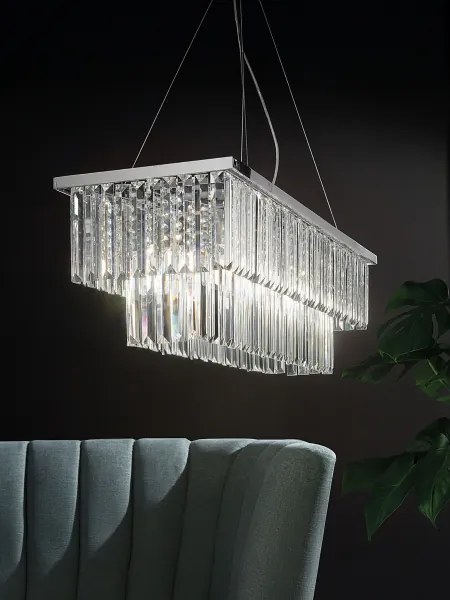 Ondaluce - Candelabru cu cristale pe cablu DAIQUIRI 8xE14/10W/230V crom lucios