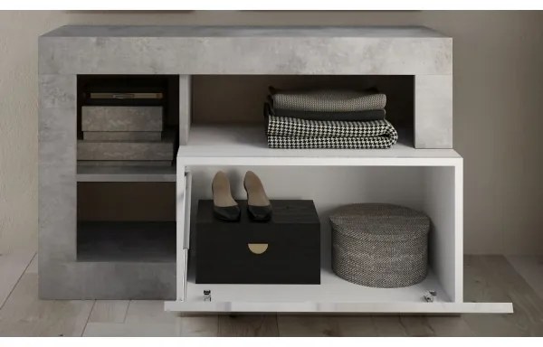 Bancă LENOR, beton, alb/gri