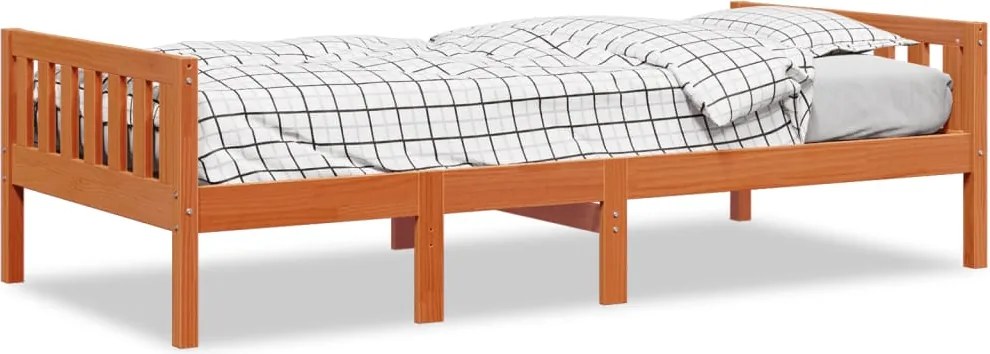 vidaXL Pat pentru copii fără saltea, maro, 75x190 cm, lemn masiv pin