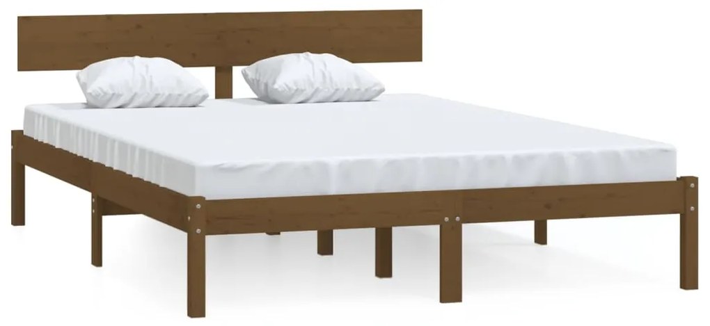 810145 vidaXL Cadru de pat, maro miere, 120x200 cm, lemn masiv de pin