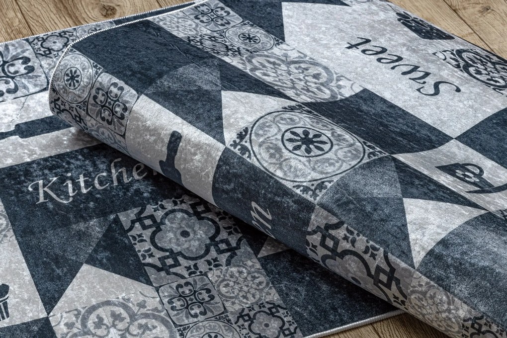 ANDRE 44211 covor lavabil gresii de Lisbona, bucatarie, anti-alunecare - gri / argintiu